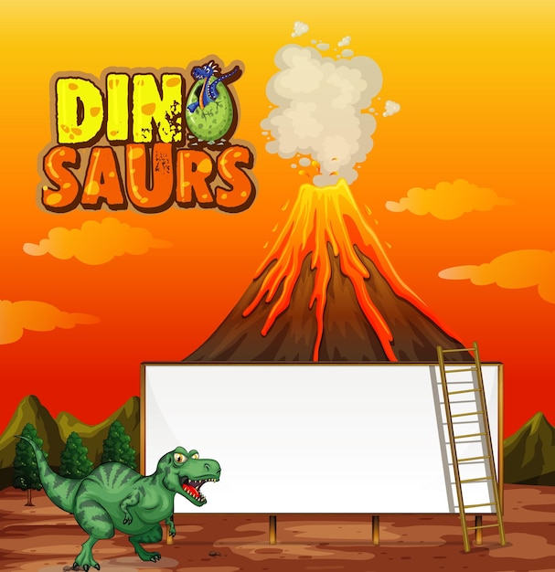 A dinosaur banner template in nature scene