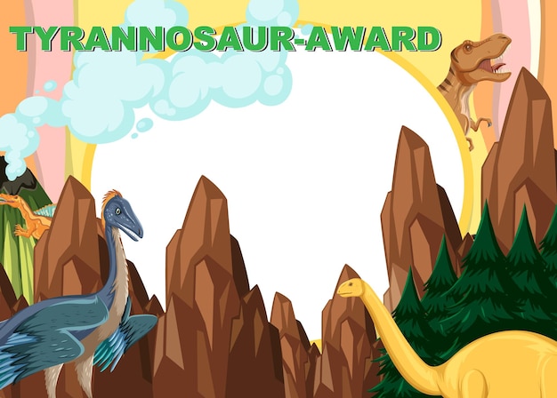 Dinosaur certificate template in cartoon style