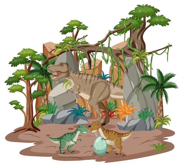 Free Vector dinosaur in the forest isolated