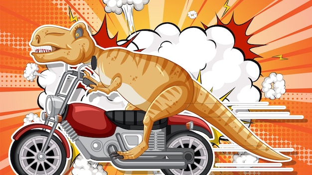 Free Vector dinosaur riding a motorcycle