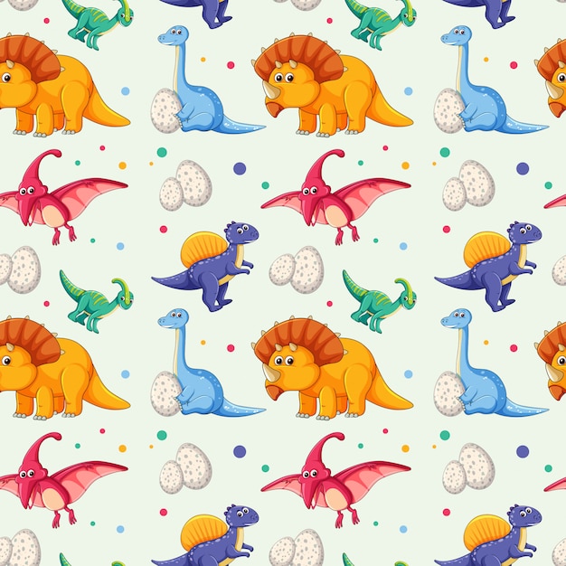 Dinosaur on seamless pattern