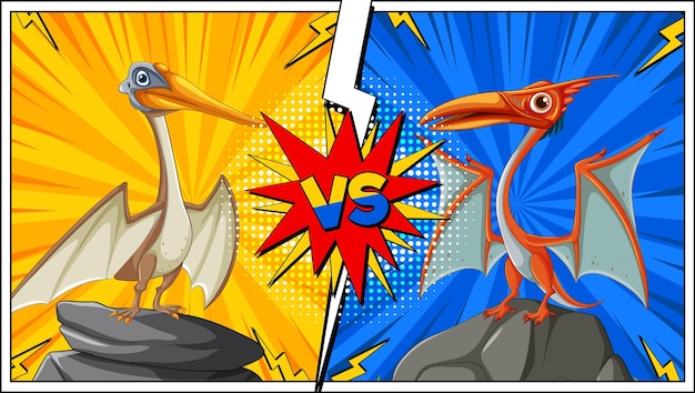 Free Vector dinosaur showdown pterodactyls battle