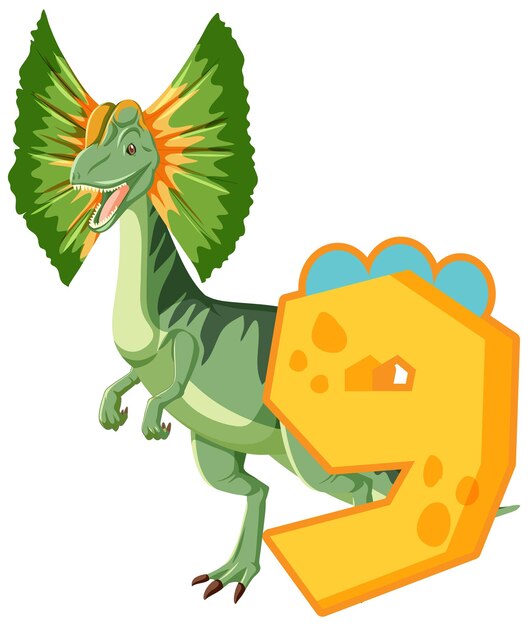 A dinosaur with number nine cartoon