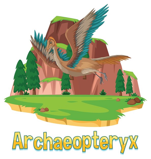 Dinosaur wordcard for archaeopteryx