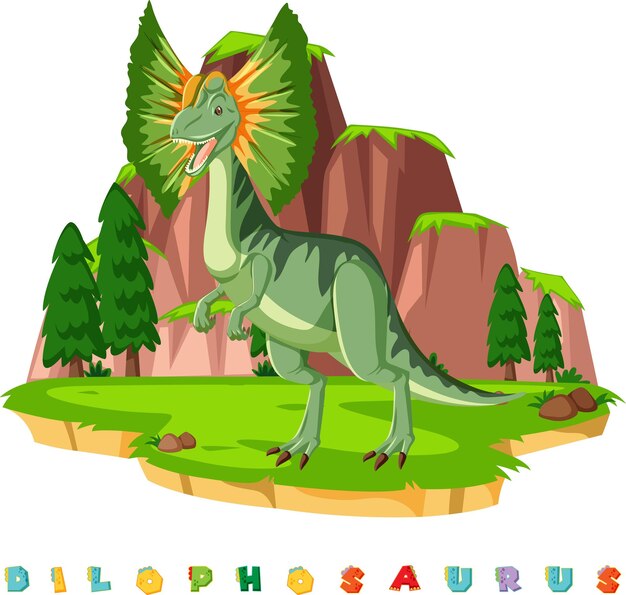 Dinosaur wordcard for dilophosaurus