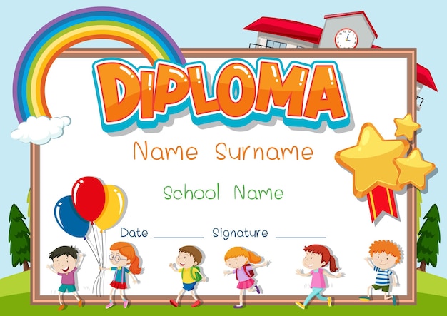 Diploma or certificate template for school kids