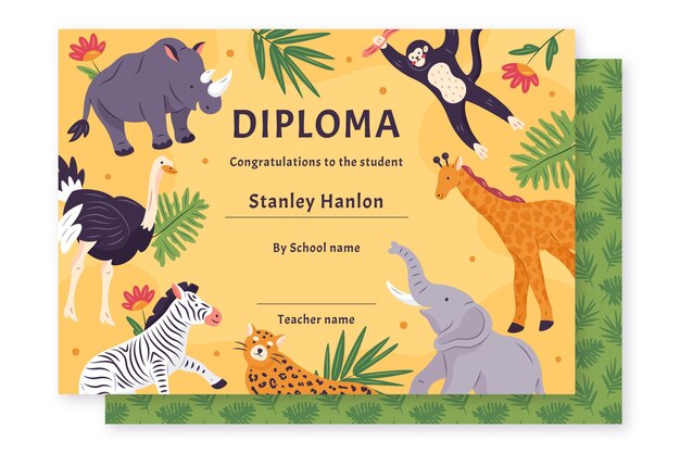 Diploma template for kids concept