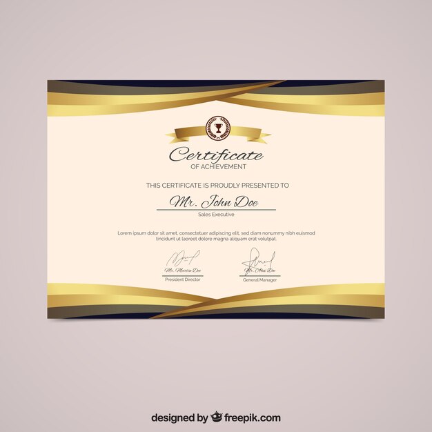 Diploma with golden shapes