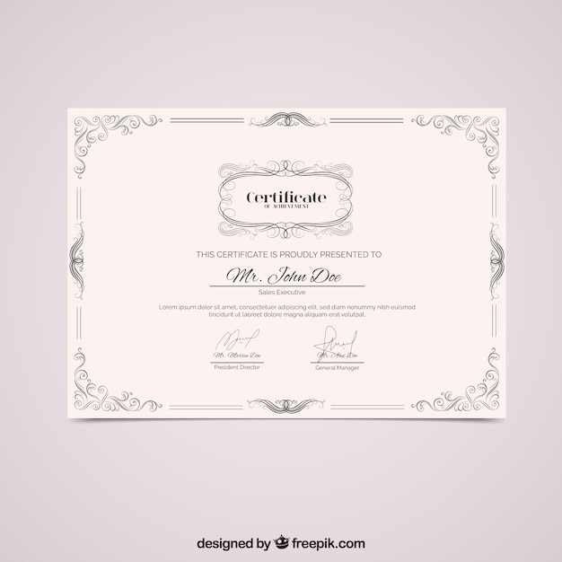 Free Vector diploma with vintage ornamental frame