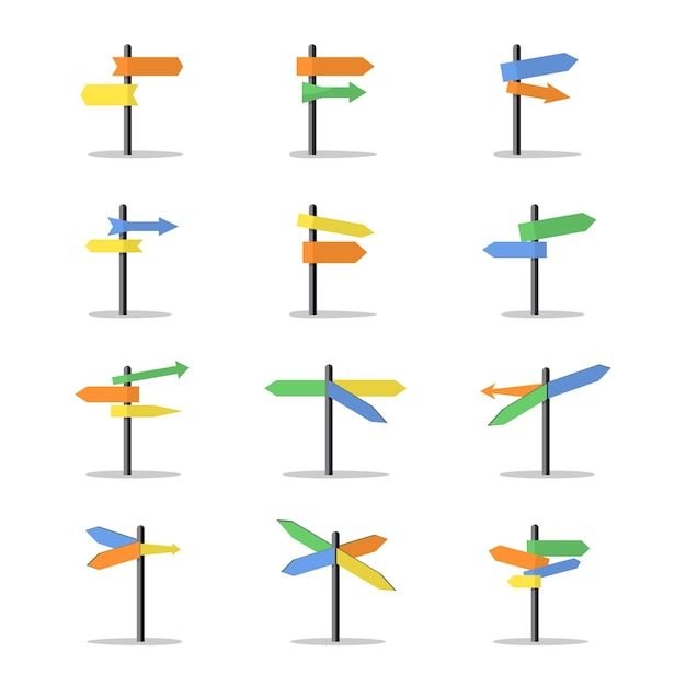 Free Vector direction signposts and arrows set