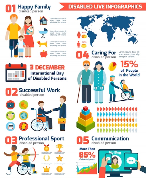 Disabled Infographics Set