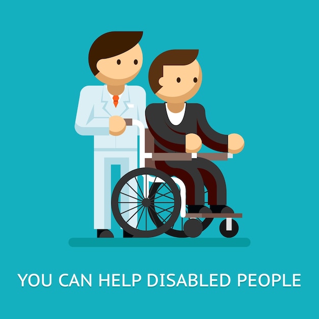 Free Vector disabled people help concept. medical and care and wheelchair.