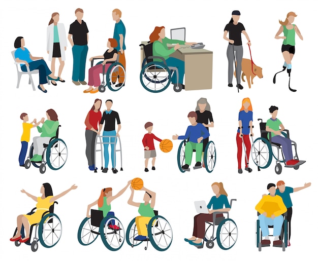 Disabled People Icons Set