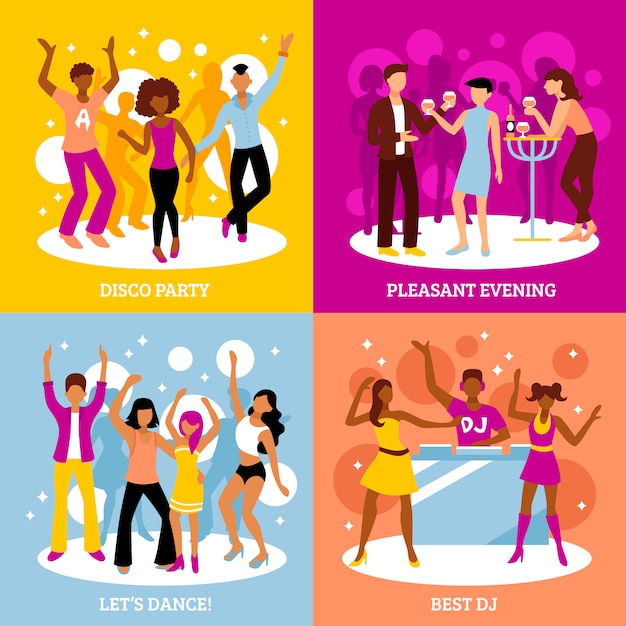 Disco Party characters Set 