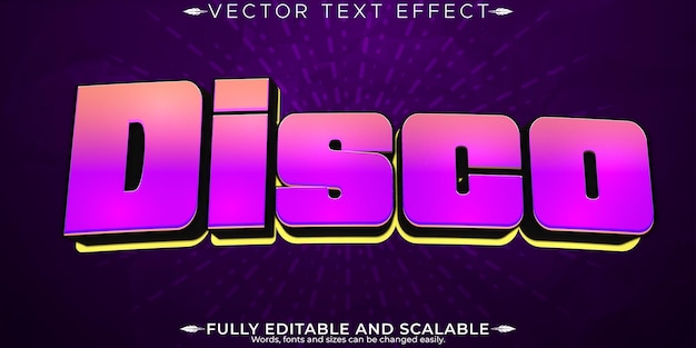 Free Vector disco text effect editable groovy and funky customizable font style