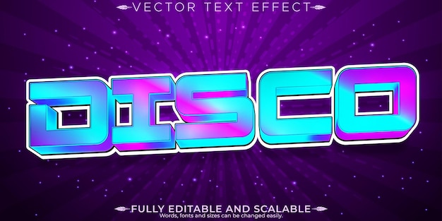 Free Vector disco text effect editable party and music text style