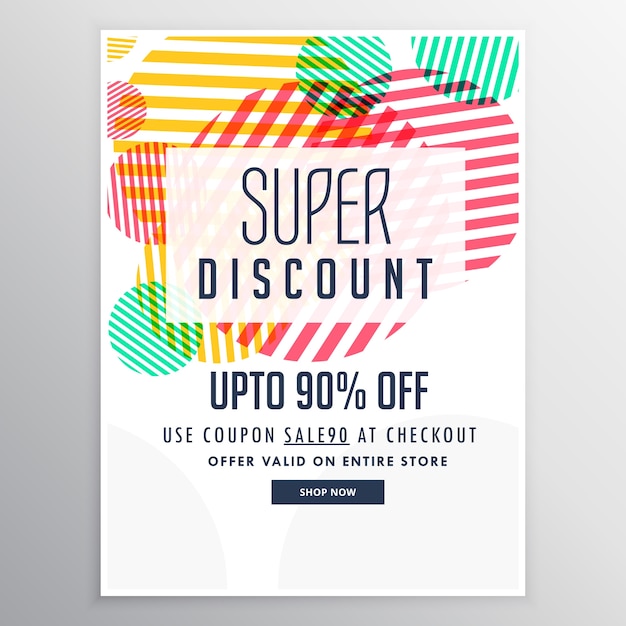 Discount brochure with circles and lines