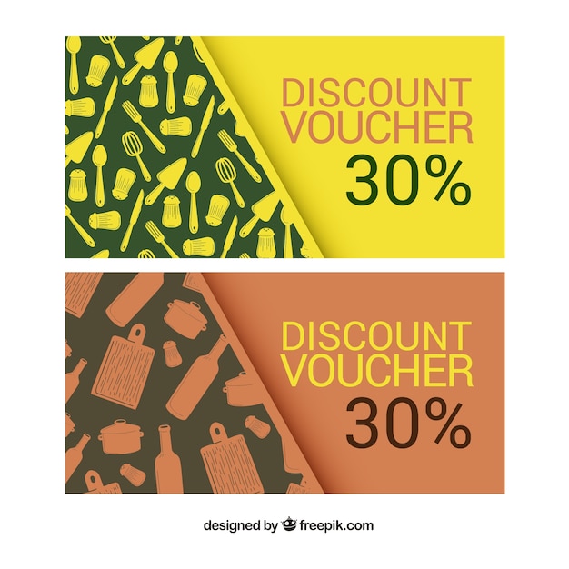 Free Vector discount coupons restaurant set 