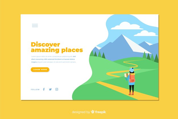 Discover amazing places travel landing page