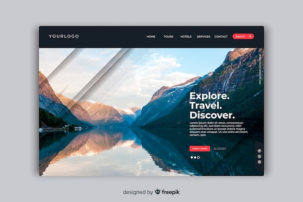 Discover travel landing page with photo