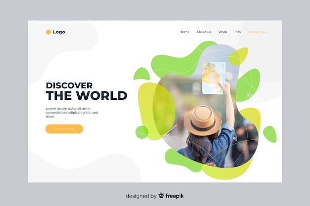 Free Vector discover the world travel landing page