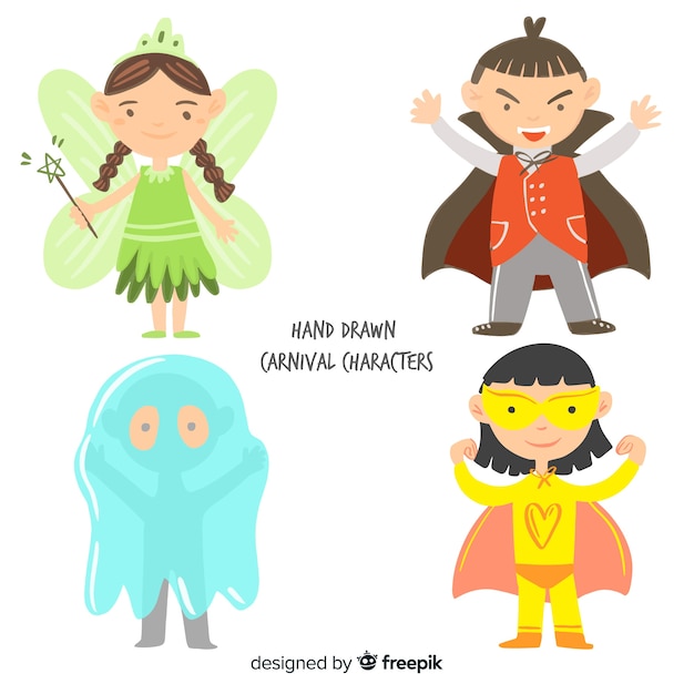 Free vector disguised kids set