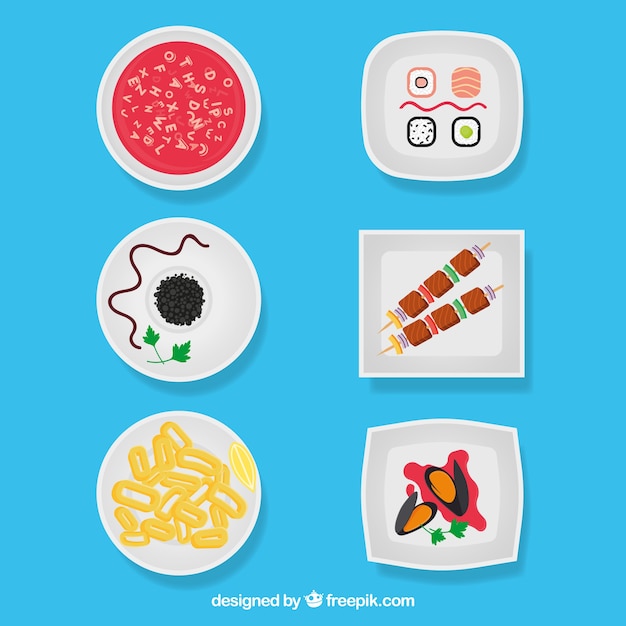 Free Vector dishes collection with different food