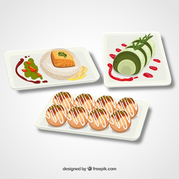 Free Vector dishes collection with food