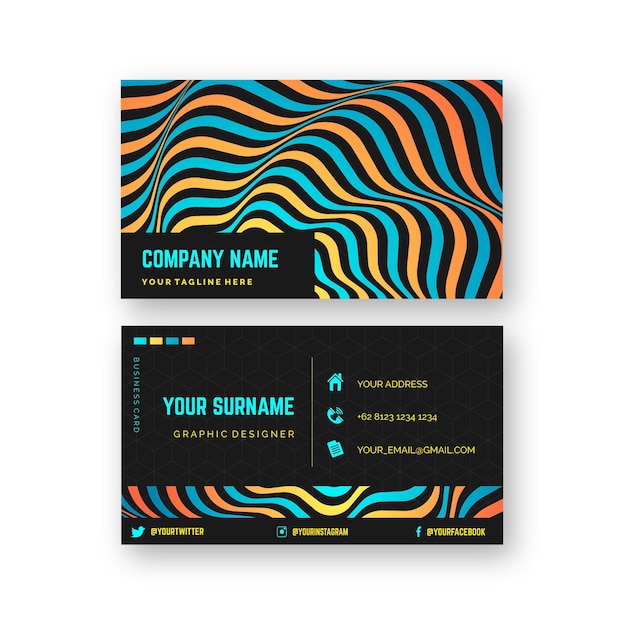 Free vector disorted lines theme for business card design