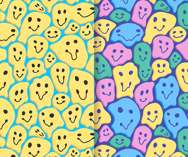 Free vector distorted smile emoticon pattern collection