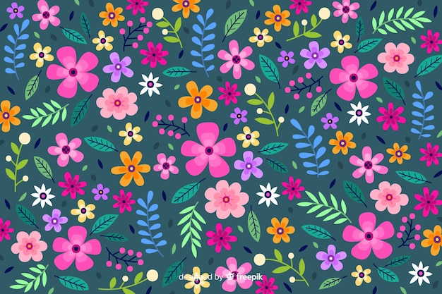 Ditsy colorful flowers background