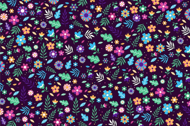 Ditsy colorful flowers background