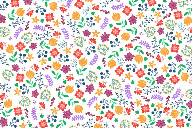 Ditsy colorful flowers wallpaper