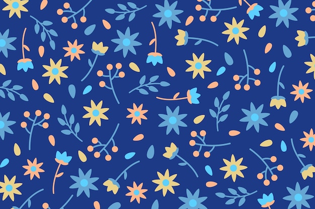 Ditsy flowers and leaves print background