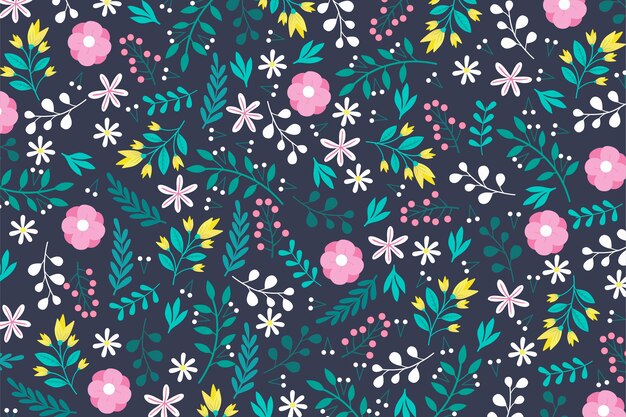 Ditsy flowers print colourful background