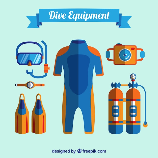 Free Vector dive equipment in flat design