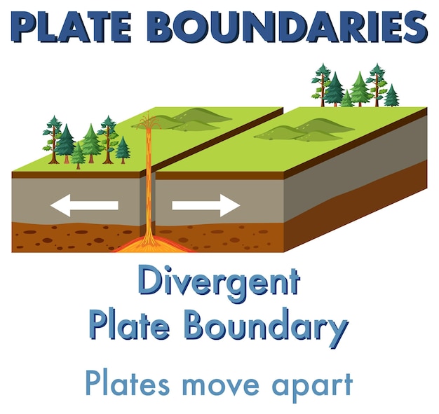 Free Vector divergent plate boundary with explanation