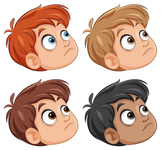 Free Vector diverse cartoon boys expressing emotions