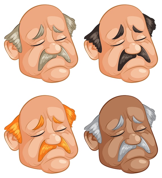 Free Vector diverse elderly men expressing sadness