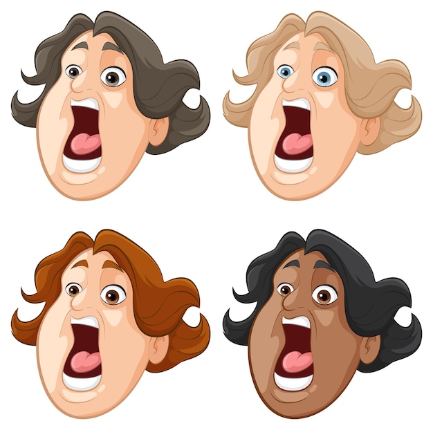 Free Vector diverse expressions of shock and surprise