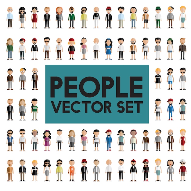 Free Vector diversity community people flat design icons concept