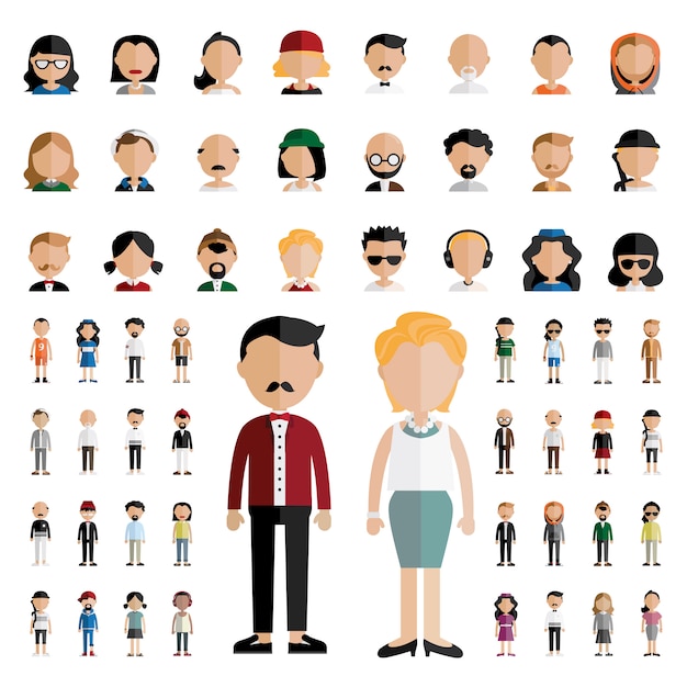 Diversity Community People Flat Design Icons Concept