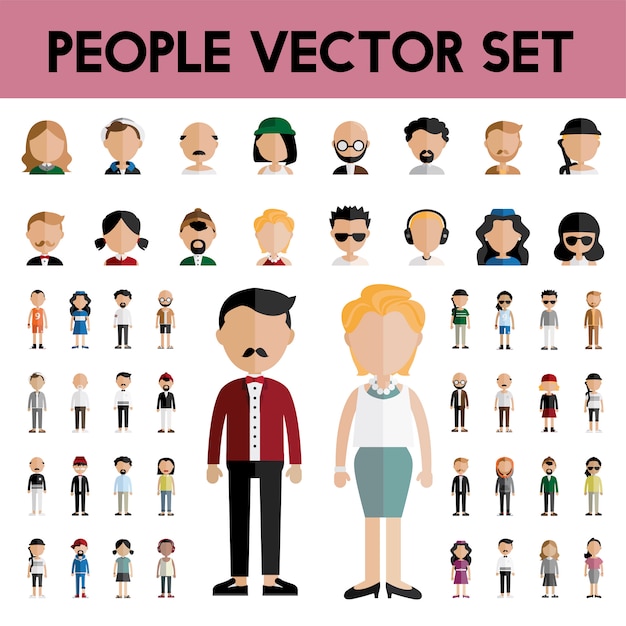 Diversity Community People Flat Design Icons Concept