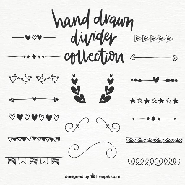 Dividers collection in hand drawn style