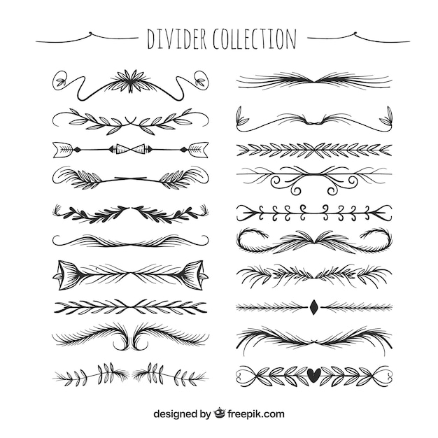 Free Vector dividers collection in hand drawn style