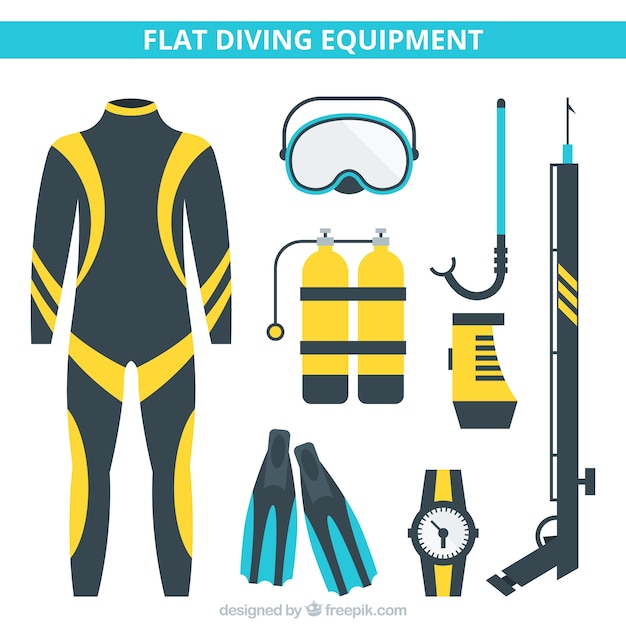 Free vector diving equipment in flat design