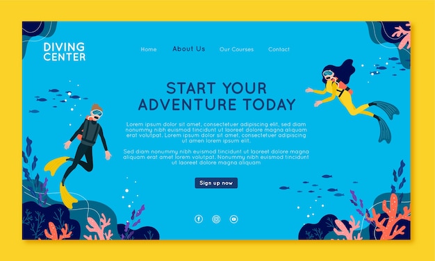 Free Vector diving hand drawn flat landing page