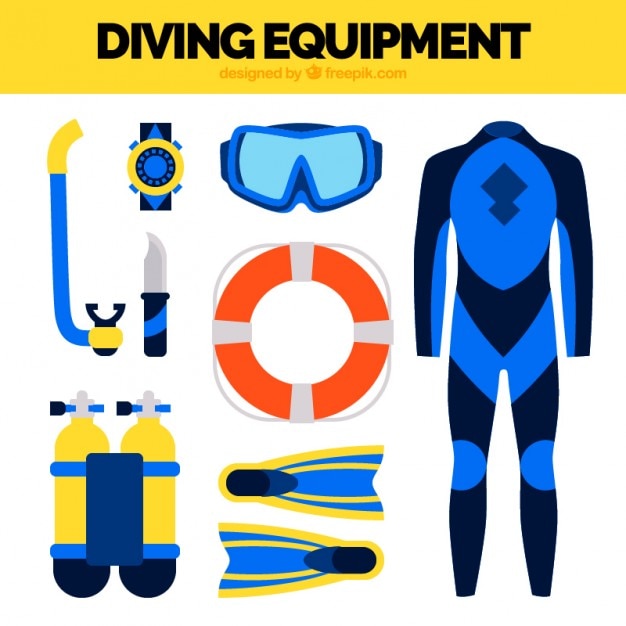 Free vector diving wetsuit and flat elements