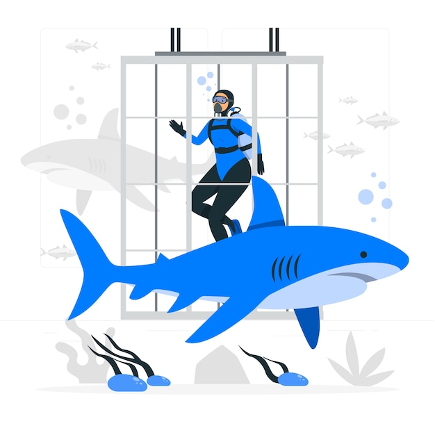 Free Vector diving with sharks concept illustration