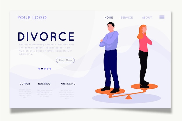 Free Vector divorce concept homepage design